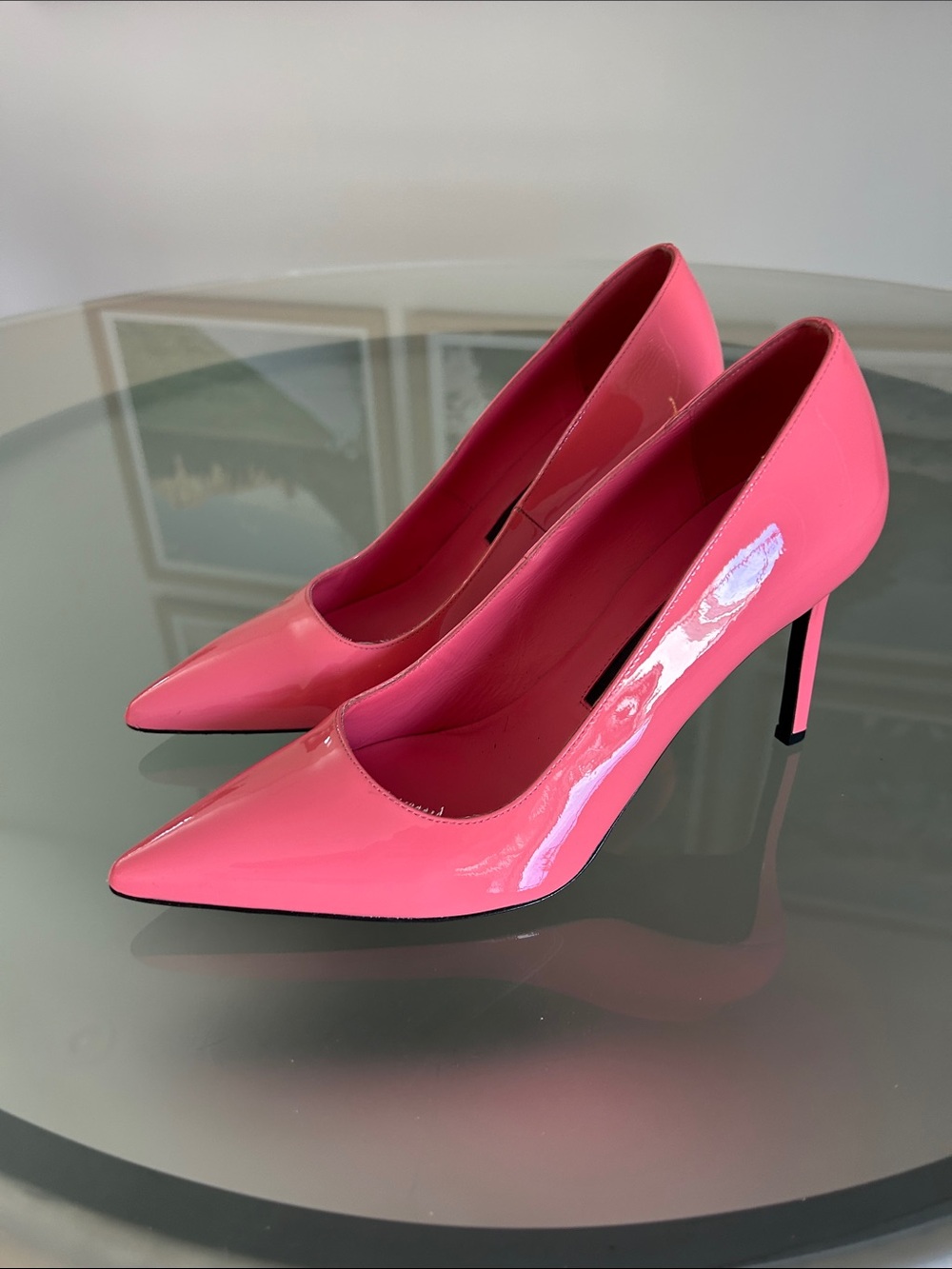 Via Spiga Hot Pink Patent Leather Pointed Toe Pumps Size 9